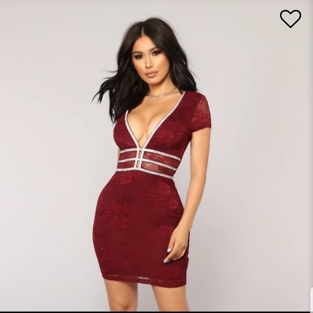 Sexy Burgundy lace dress